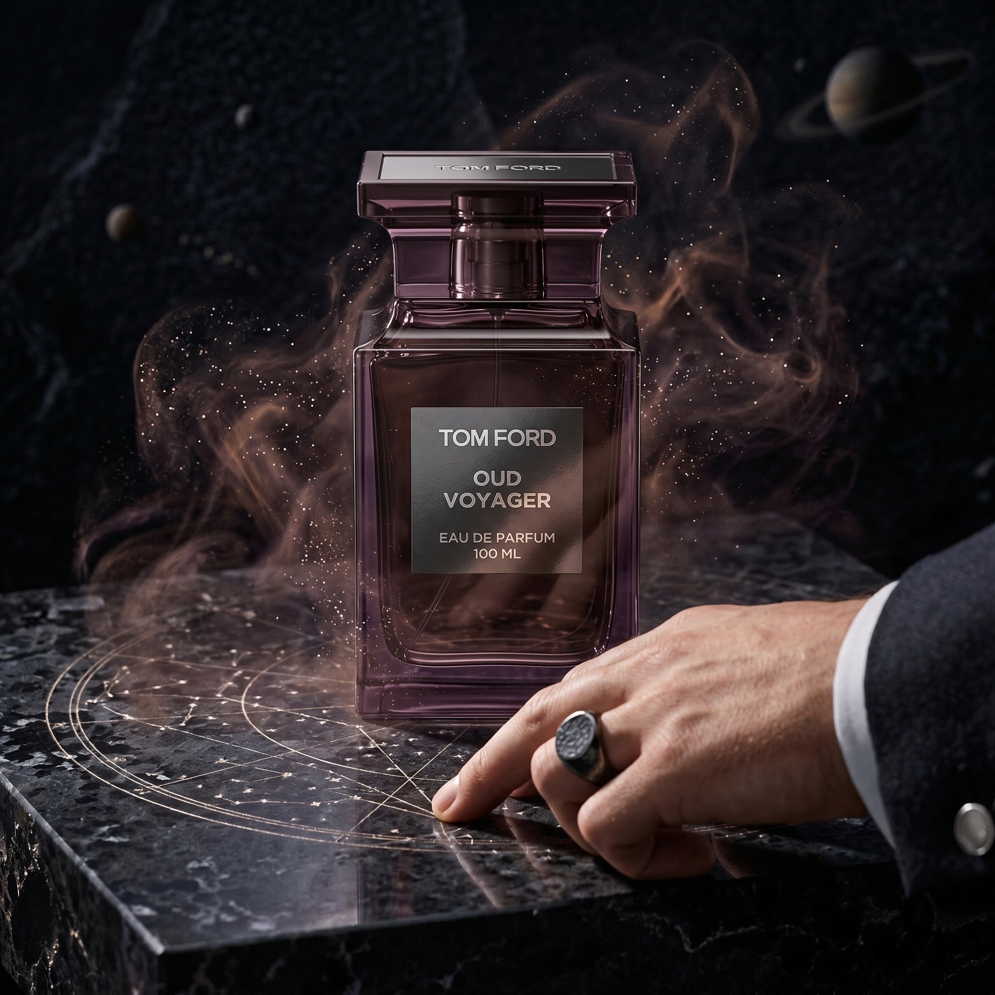 Échantillon Tom Ford Oud Voyager, format d'essai luxe sur Orizon7.com.