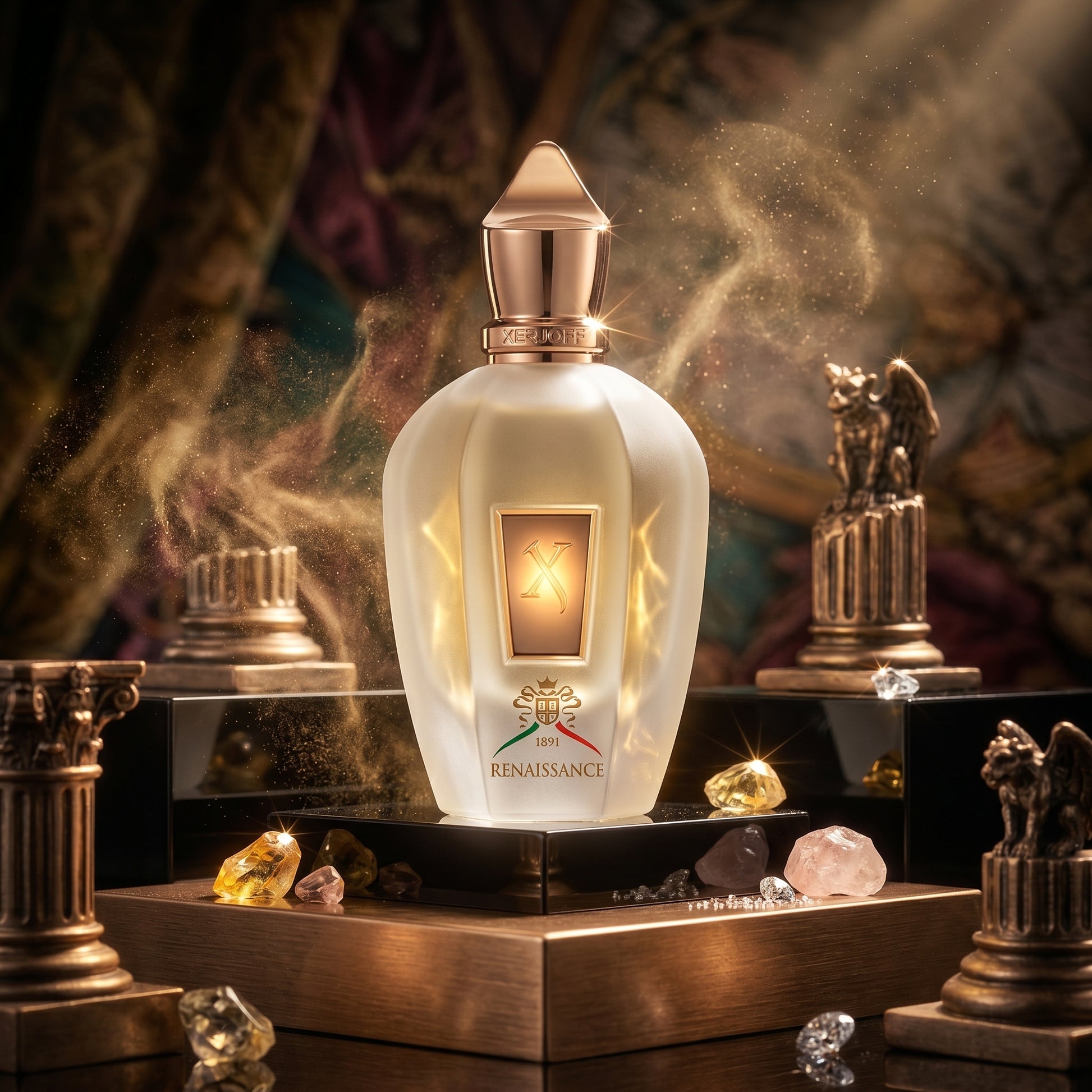 Testeur de parfum Renaissance de Xerjoff pour essayer les notes d'agrumes d'Italie.